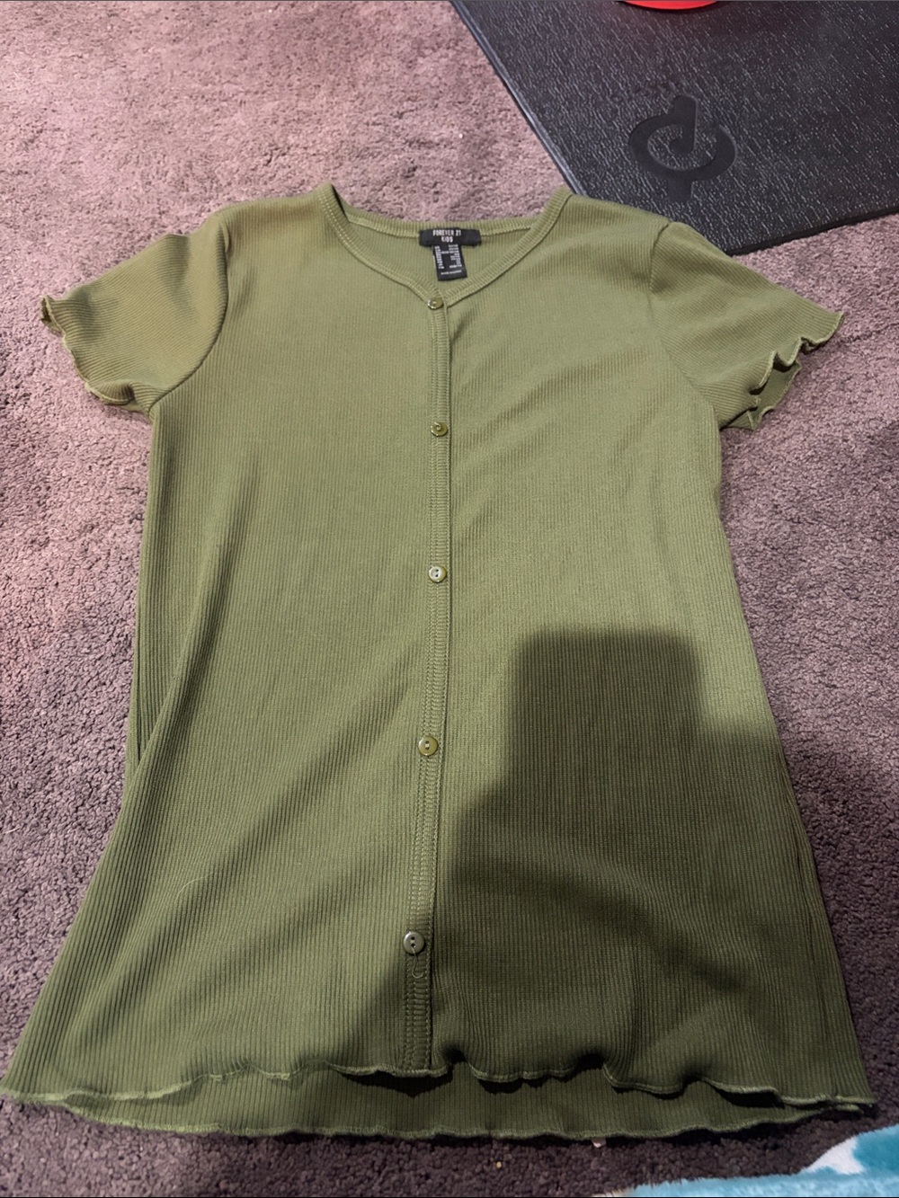 Forever 21 Olive Green Ribbed Button-Down Top (never worn)